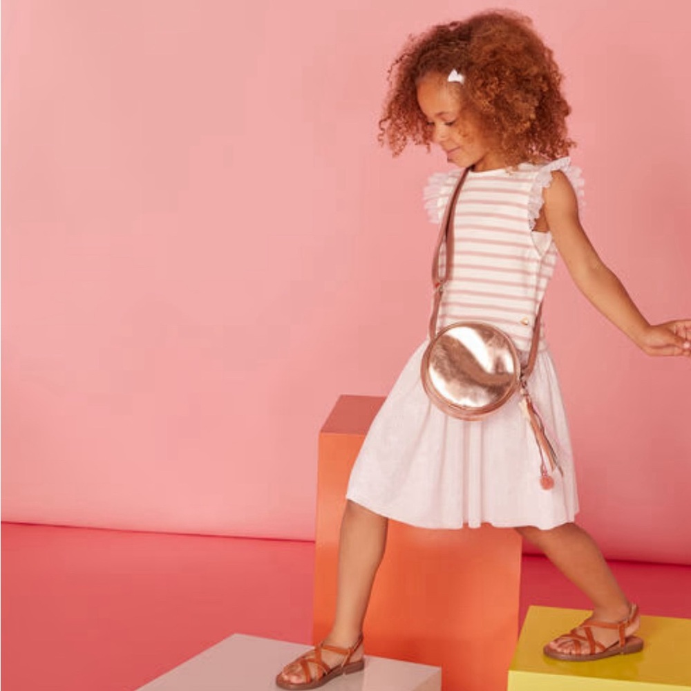 petit bateau UK kids girls leather round zip bag